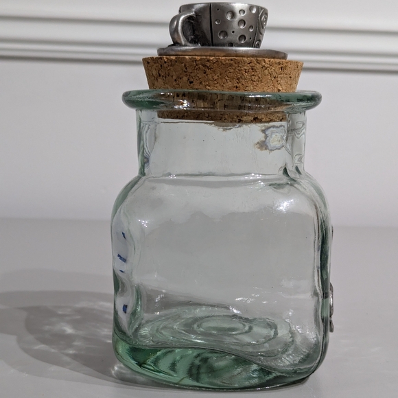 Vintage 90s Friends Era Pewter Recycled Glass Coffee Bean/tea Jar - Picture 12 of 13